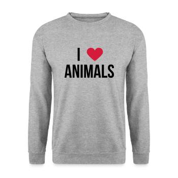 J'aime les animaux! disant cadeau - Sweat-shirt Unisexe - gris chiné - Devant - Alina (178cm) & Michal (187cm)