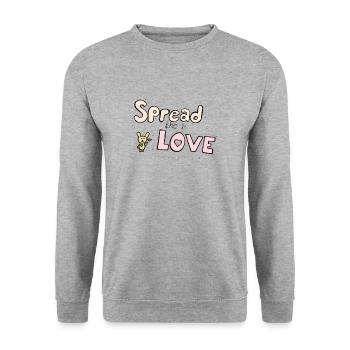 Verbreite die Liebe - Unisex Pullover - Weißgrau meliert - Vorne - Alina (178cm) & Michal (187cm)