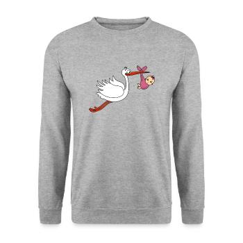 Stork girl boy babies pregnant - Unisex Sweatshirt - salt & pepper - Front - Alina (178cm) & Michal (187cm)