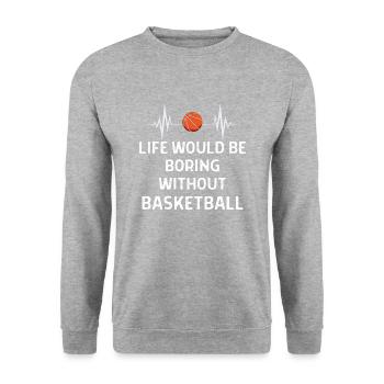Basketball Spieler Basketballer Sprüche Geschenk - Unisex Pullover - Weißgrau meliert - Vorne - Alina (178cm) & Michal (187cm)