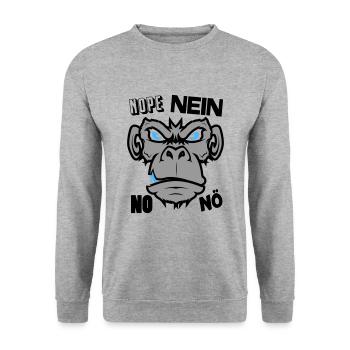Nope No Nö Nein Ich will nicht Ich mache das nicht - Unisex Pullover - Weißgrau meliert - Vorne - Alina (178cm) & Michal (187cm)
