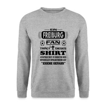 Fußball Fan Fussballverein Freiburg - Unisex Pullover - Weißgrau meliert - Vorne - Alina (178cm) & Michal (187cm)