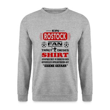 Fußball Fan Fussballverein Rostock - Unisex Pullover - Weißgrau meliert - Vorne - Alina (178cm) & Michal (187cm)