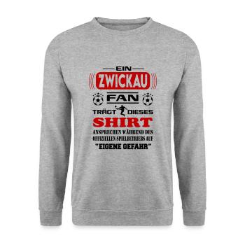 Fußball Fan Fussballverein Zwickau - Unisex Pullover - Weißgrau meliert - Vorne - Alina (178cm) & Michal (187cm)