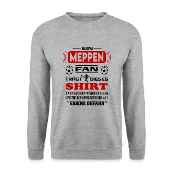 Fußball Fan Fussballverein Meppen - Unisex Pullover - Weißgrau meliert - Vorne - Alina (178cm) & Michal (187cm)