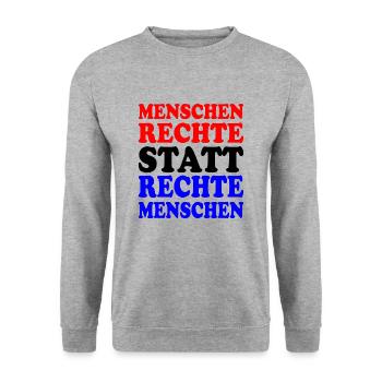 menschenrechte statt rechte menschen - Unisex Pullover - Weißgrau meliert - Vorne - Alina (178cm) & Michal (187cm)