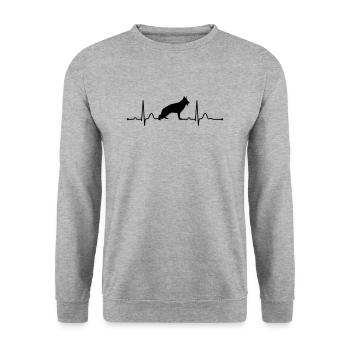 GERMAN SHEPHERD Heartbeat heartbeat - Unisex Sweatshirt - salt & pepper - Front - Alina (178cm) & Michal (187cm)