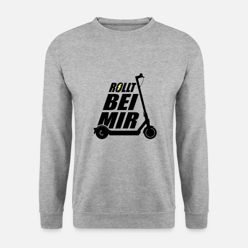 E-Scooter E-Roller Rollt bei mir - Unisex Pullover - Weißgrau meliert