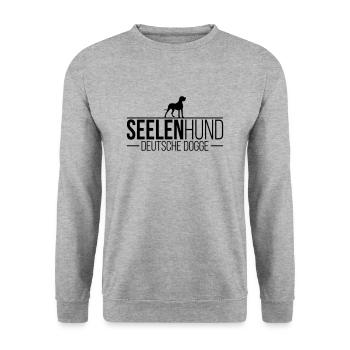 DEUTSCHE DOGGE Seelenhund - Unisex Pullover - Weißgrau meliert - Vorne - Alina (178cm) & Michal (187cm)