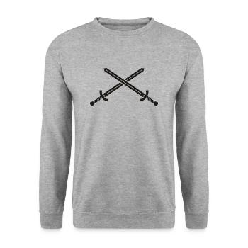 Schwerter - Unisex Pullover - Weißgrau meliert - Vorne - Alina (178cm) & Michal (187cm)