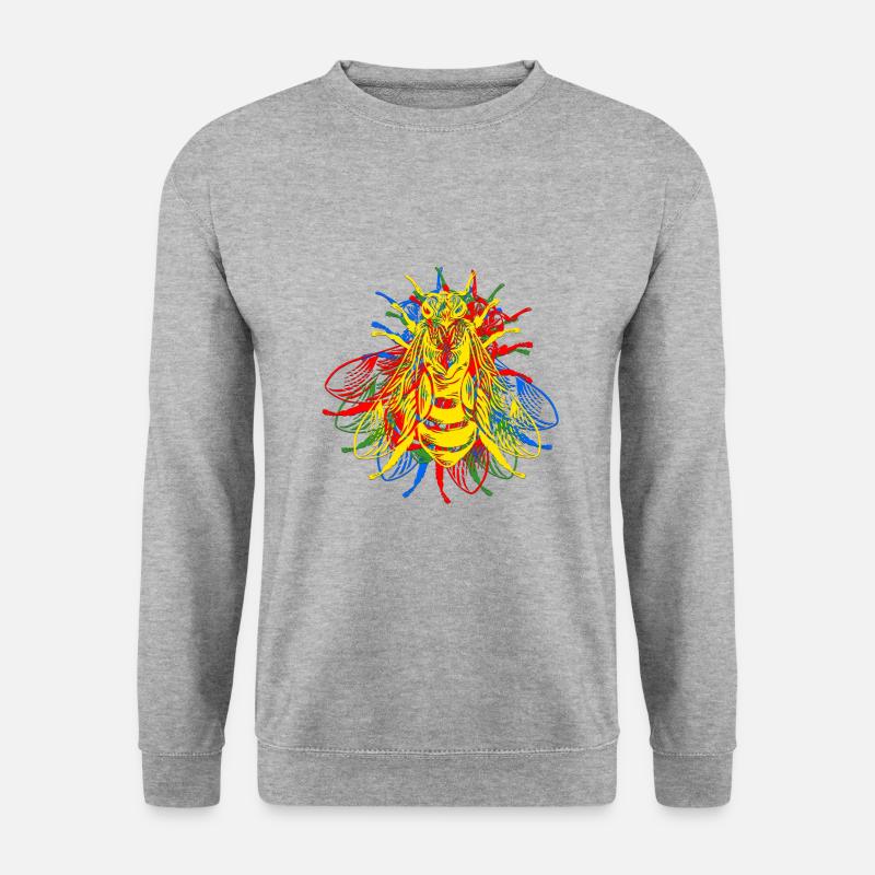 Retro BunteI Fliegen - Unisex Pullover - Weißgrau meliert