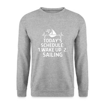 Seefahrer Segeln Seemann Capitän Geschenk Sprüche - Unisex Pullover - Weißgrau meliert - Vorne - Alina (178cm) & Michal (187cm)