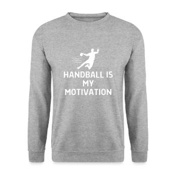 Handball Handballer Spruch Geschenk - Unisex Pullover - Weißgrau meliert - Vorne - Alina (178cm) & Michal (187cm)