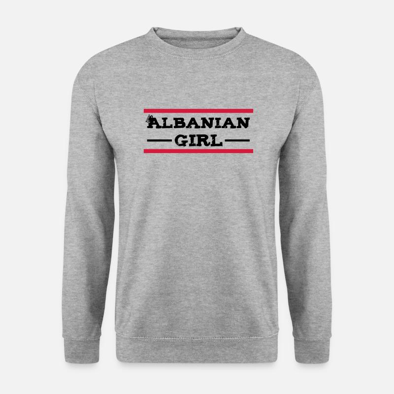 albanian_girl_with_eagle - Unisex Pullover - Weißgrau meliert