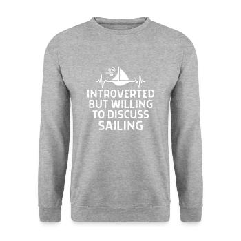Seefahrer Segeln Seemann Capitän Geschenk Sprüche - Unisex Pullover - Weißgrau meliert - Vorne - Alina (178cm) & Michal (187cm)