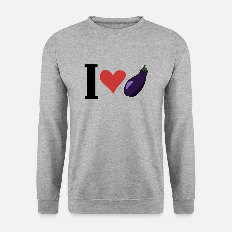 Ich liebe einen Eierplanten - Unisex Pullover - Weißgrau meliert