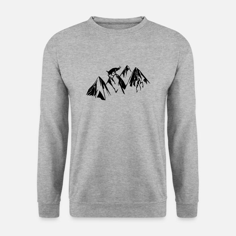 Berg Ziege Wandern Gipfel Geschenk Geschenkidee - Unisex Pullover - Weißgrau meliert