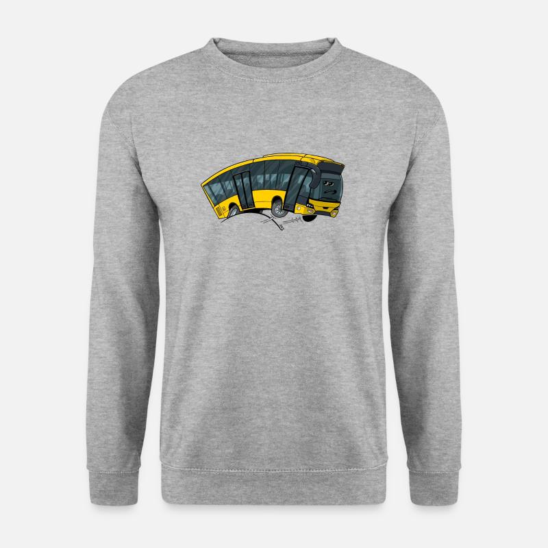 Bus 0712 gelb - Unisex Pullover - Weißgrau meliert
