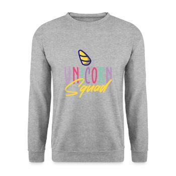 Lustiger Einhorn Spruch I Einhörner - Unisex Pullover - Weißgrau meliert - Vorne - Alina (178cm) & Michal (187cm)