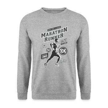 1989 MARATHON RUNNER Jogger Sport Cadeaux Chemises - Sweat-shirt Unisexe - gris chiné - Devant - Alina (178cm) & Michal (187cm)