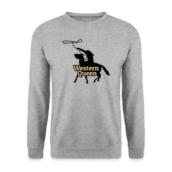 Western Queen - Unisex Pullover - Weißgrau meliert - Vorne - Alina (178cm) & Michal (187cm)