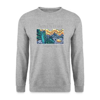 Adventure camping trip travel nature mountains - Unisex Pullover - Weißgrau meliert - Vorne - Alina (178cm) & Michal (187cm)