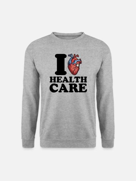 Ich liebe Gesundheitspflege - Unisex Pullover - Weißgrau meliert