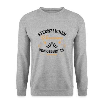 Sternzeichen Geschenke Wassermann Spruch - Unisex Pullover - Weißgrau meliert - Vorne - Alina (178cm) & Michal (187cm)
