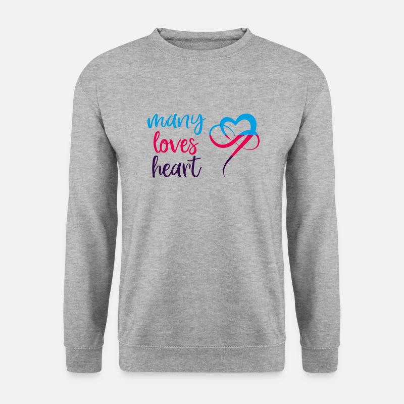 Polyamorie MANY LOVES HEART - Unisex Pullover - Weißgrau meliert