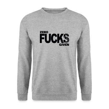Zero fucks given - Unisex Pullover - Weißgrau meliert - Vorne - Alina (178cm) & Michal (187cm)