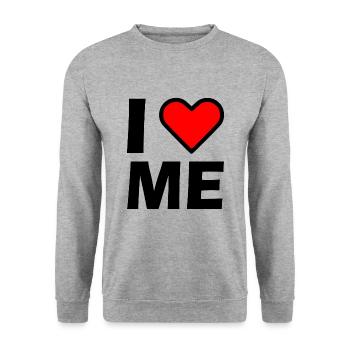 I love me - Unisex Pullover - Weißgrau meliert - Vorne - Alina (178cm) & Michal (187cm)
