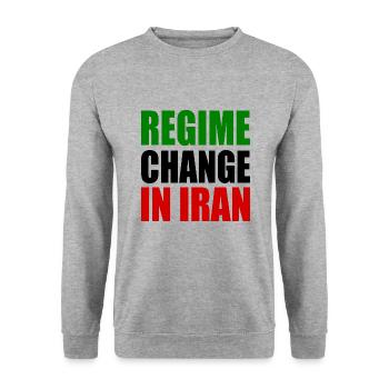 Regime change in iran - Unisex Pullover - Weißgrau meliert - Vorne - Alina (178cm) & Michal (187cm)