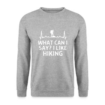 Klettern Kletterer Hiking Sprüche Geschenk - Unisex Pullover - Weißgrau meliert - Vorne - Alina (178cm) & Michal (187cm)
