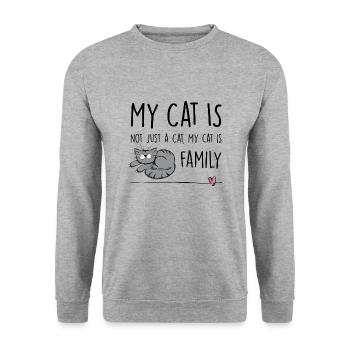 My Cat is Family - Unisex Sweatshirt - salt & pepper - Front - Alina (178cm) & Michal (187cm)