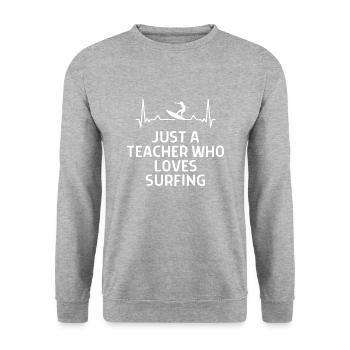 Surfen Surfer Lustige Spürche Geschenk - Unisex Pullover - Weißgrau meliert - Vorne - Alina (178cm) & Michal (187cm)