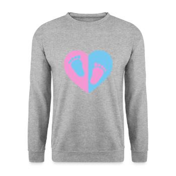 Baby Füße Junge Mädchen Zwillinge Selbst Gestalten - Unisex Pullover - Weißgrau meliert - Vorne - Alina (178cm) & Michal (187cm)