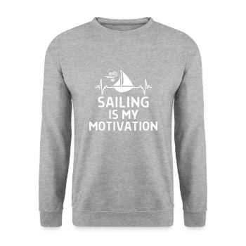 Seefahrer Segeln Seemann Capitän Geschenk Sprüche - Unisex Pullover - Weißgrau meliert - Vorne - Alina (178cm) & Michal (187cm)