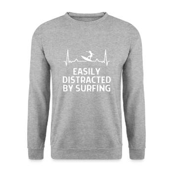 Surfen Surfer Lustige Spürche Geschenk - Unisex Pullover - Weißgrau meliert - Vorne - Alina (178cm) & Michal (187cm)