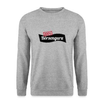 Börsenguru 100 % trading Analyse Geschenkidee - Unisex Pullover - Weißgrau meliert - Vorne - Alina (178cm) & Michal (187cm)