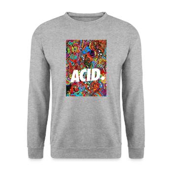 ACID. TRIPPY - Unisex Pullover - Weißgrau meliert - Vorne - Alina (178cm) & Michal (187cm)