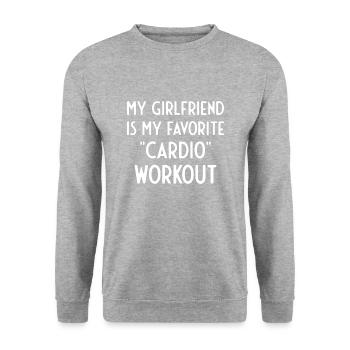 Drôles d’hommes coquins Il Ma petite amie est mon K - Sweat-shirt Unisexe - gris chiné - Devant - Alina (178cm) & Michal (187cm)