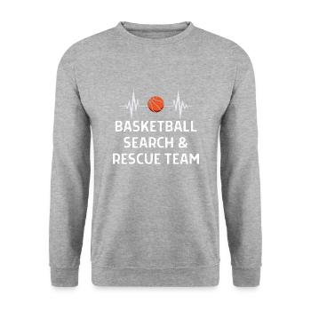 Basketball Spieler Basketballer Sprüche Geschenk - Unisex Pullover - Weißgrau meliert - Vorne - Alina (178cm) & Michal (187cm)