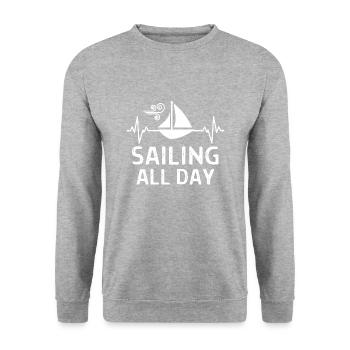 Seefahrer Segeln Seemann Capitän Geschenk Sprüche - Unisex Pullover - Weißgrau meliert - Vorne - Alina (178cm) & Michal (187cm)