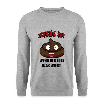 Kacke ist ein schwerer Furz - Unisex Pullover - Weißgrau meliert - Vorne - Alina (178cm) & Michal (187cm)