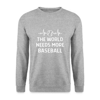 Baseball Spieler Baseball Sprüche Geschenk - Unisex Pullover - Weißgrau meliert - Vorne - Alina (178cm) & Michal (187cm)