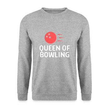 Bowlen Sprüche Bowling Bowler Kegeln Geschenk - Unisex Pullover - Weißgrau meliert - Vorne - Alina (178cm) & Michal (187cm)