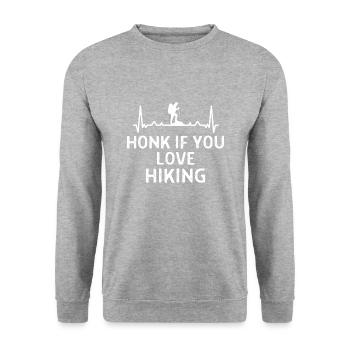 Klettern Kletterer Hiking Sprüche Geschenk - Unisex Pullover - Weißgrau meliert - Vorne - Alina (178cm) & Michal (187cm)