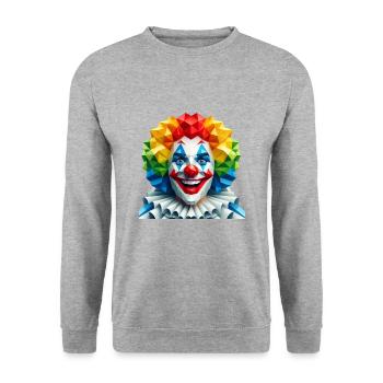 Déguisement de Clown Effrayant Polygone - Sweat-shirt Unisexe - gris chiné - Devant - Alina (178cm) & Michal (187cm)
