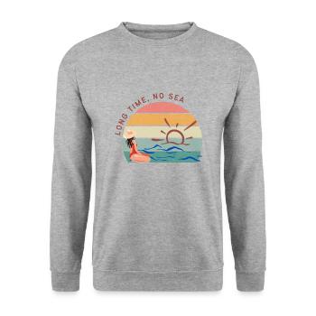 Longue période sans mer - Été Soleil Plage Mer - Sweat-shirt Unisexe - gris chiné - Devant - Alina (178cm) & Michal (187cm)