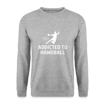 Handball Handballer Spruch Geschenk - Unisex Pullover - Weißgrau meliert - Vorne - Alina (178cm) & Michal (187cm)